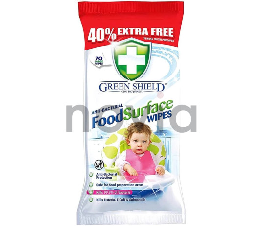 Antibakterinės servetėlės Green Shield "Food surface" su maistu besiliečiančių paviršių valymui 70 vnt.