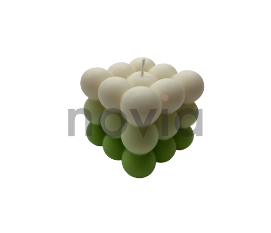 Burbulinė kubo formos sojų vaško žvakė, žalios spalvos