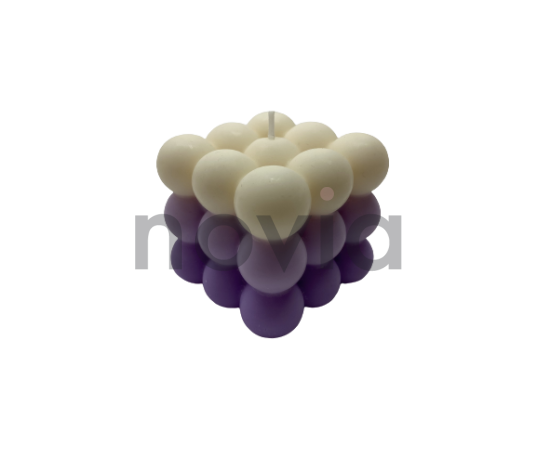Burbulinė kubos formos sojų vaško žvakė, violetinės spalvos (trijų atspalvių)