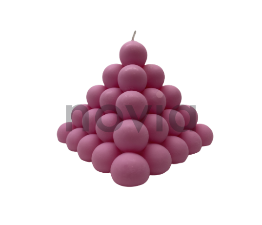 Burbulinė piramidės formos sojų vaško žvakė, rožinės spalvos