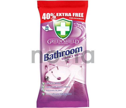 Drėgnos servetėlės Green Shield "Bathroom" vonios kambariui valyti 70 vnt.